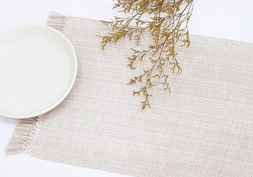 Miniatura 5 de PurpleEssences Manteles individuales de cambray con flecos, 100% algodón, juego de 4, 13 x 19 pulgadas, manteles individuales gruesos y duraderos