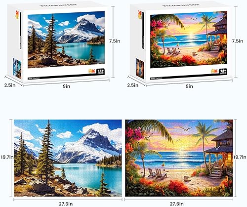 Miniatura 9 de Paquete de 2 rompecabezas para adultos de 1000 piezas, rompecabezas difíciles del Big Ben y la Torre Eiffel para adultos, rompecabezas duro,