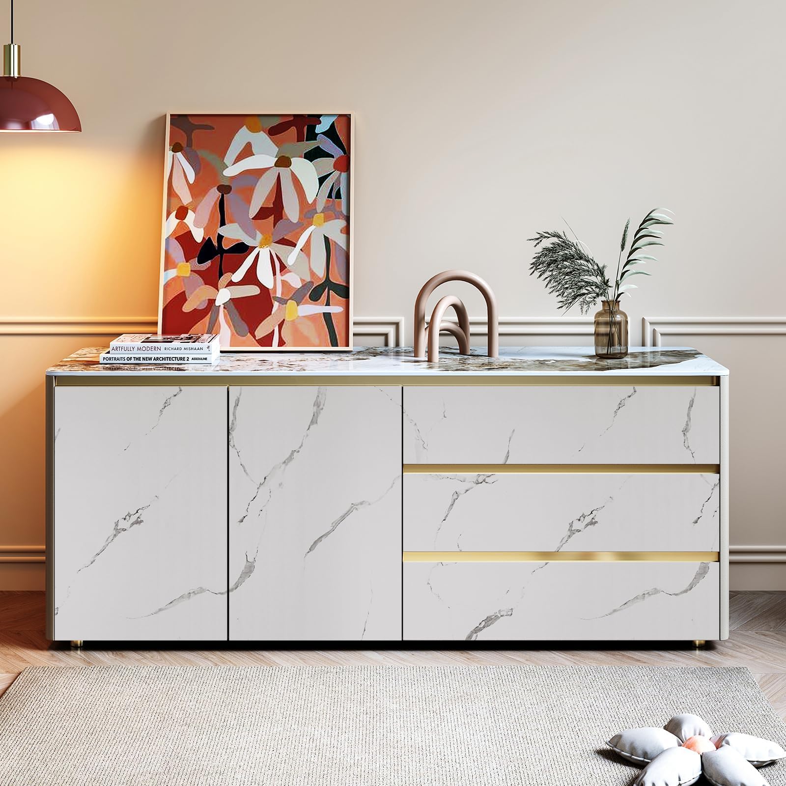 Stickyart Papel Pintado Autoadhesivo Cocina Vinilo Encimera Cocina Mármol Blanco 90cmX400cm Vinilo Adhesivo Muebles Matt Impermeable Vinilos Adhesivo para Encimera de Baño Vinilos de Pared Decorativo