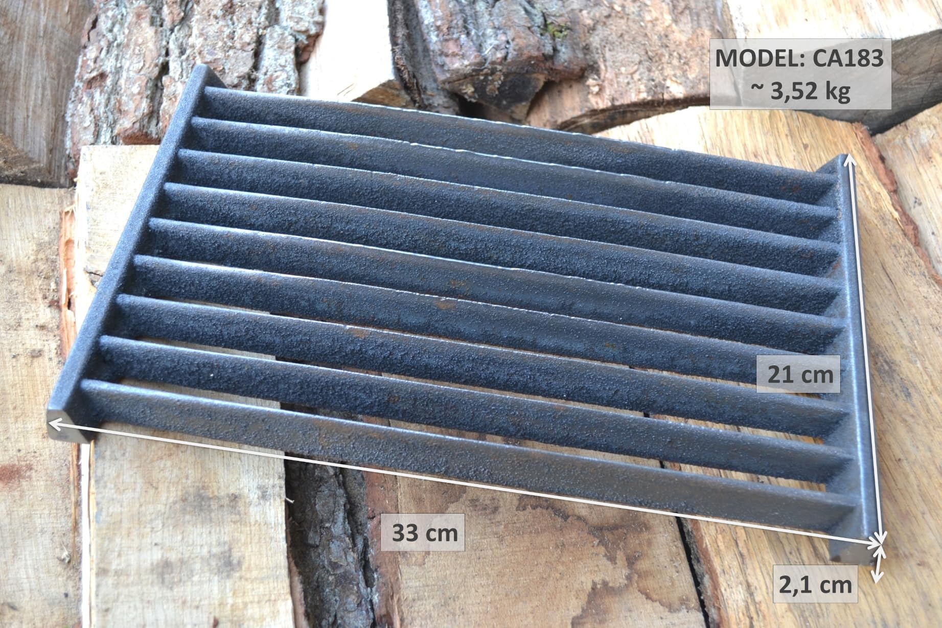 SEZAM Parrilla de hierro fundido para horno, 33 x 21 cm, diferentes diámetros, rejilla para chimenea, parrilla para chimenea, rejilla para horno, rejilla de carbón