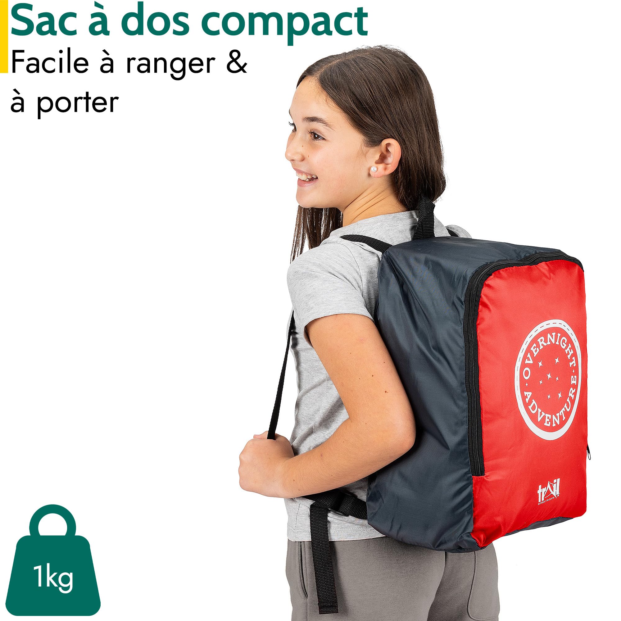 Trail Sac de Couchage Momie Enfant – Sac Couchage Enfant de Camping, Fille ou Garçon, 300 GSM pour 3 Saisons – Duvet Enfant avec Sac à Dos Léger