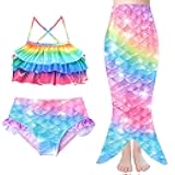 3PCS Girls Bathing Suits Bikini Swimwear Kids Princess Skirt Sets 3-10Y