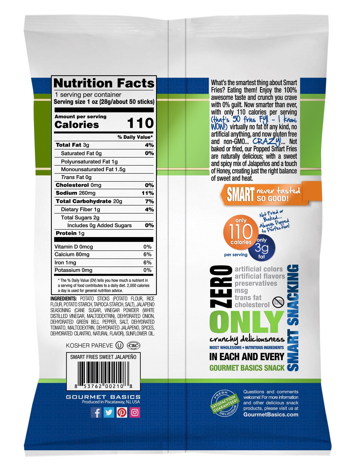 Buy Gourmet Basics Smart Fries Sweet Jalapeno Air Popped Low Fat