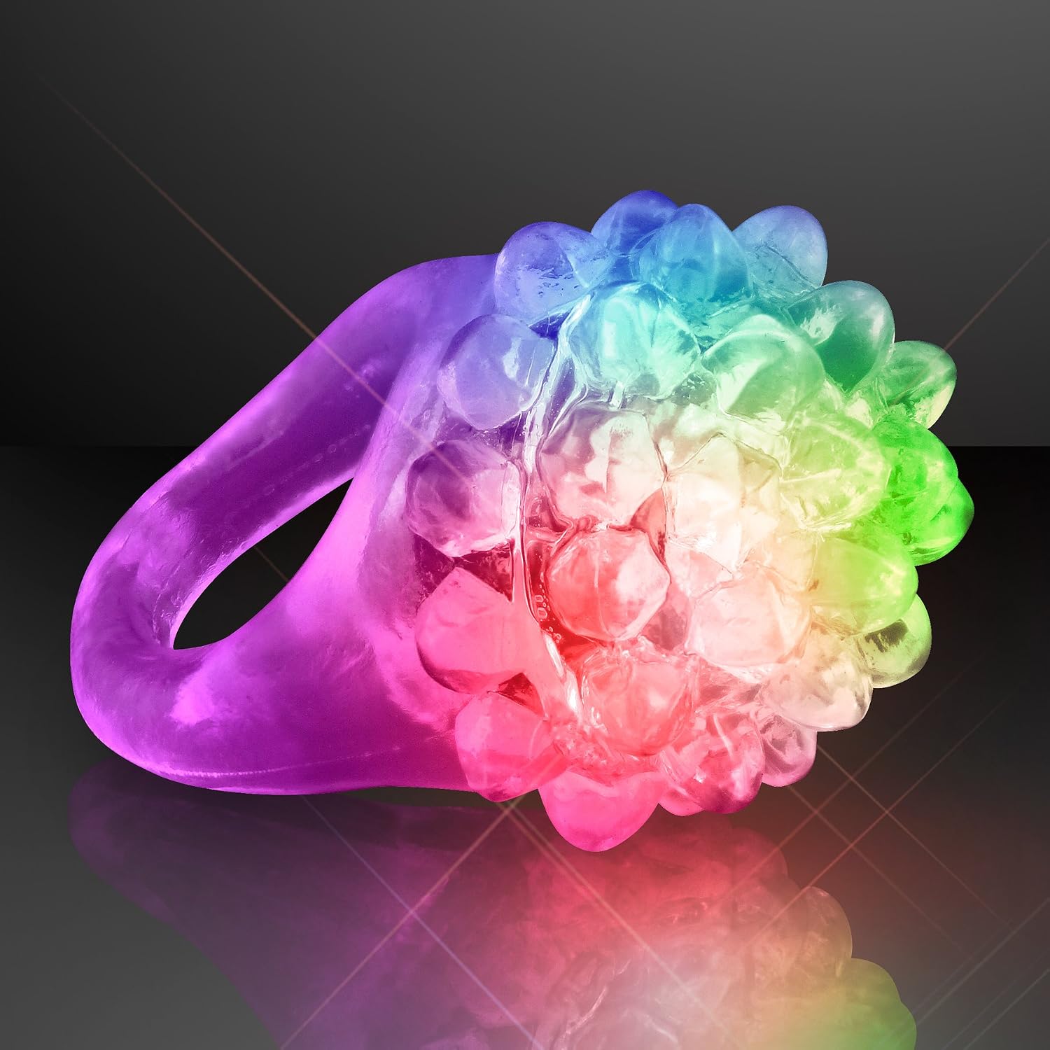 Light Up Soft Jelly Bubble Rings with Flashing LED Lights (Box of 24)