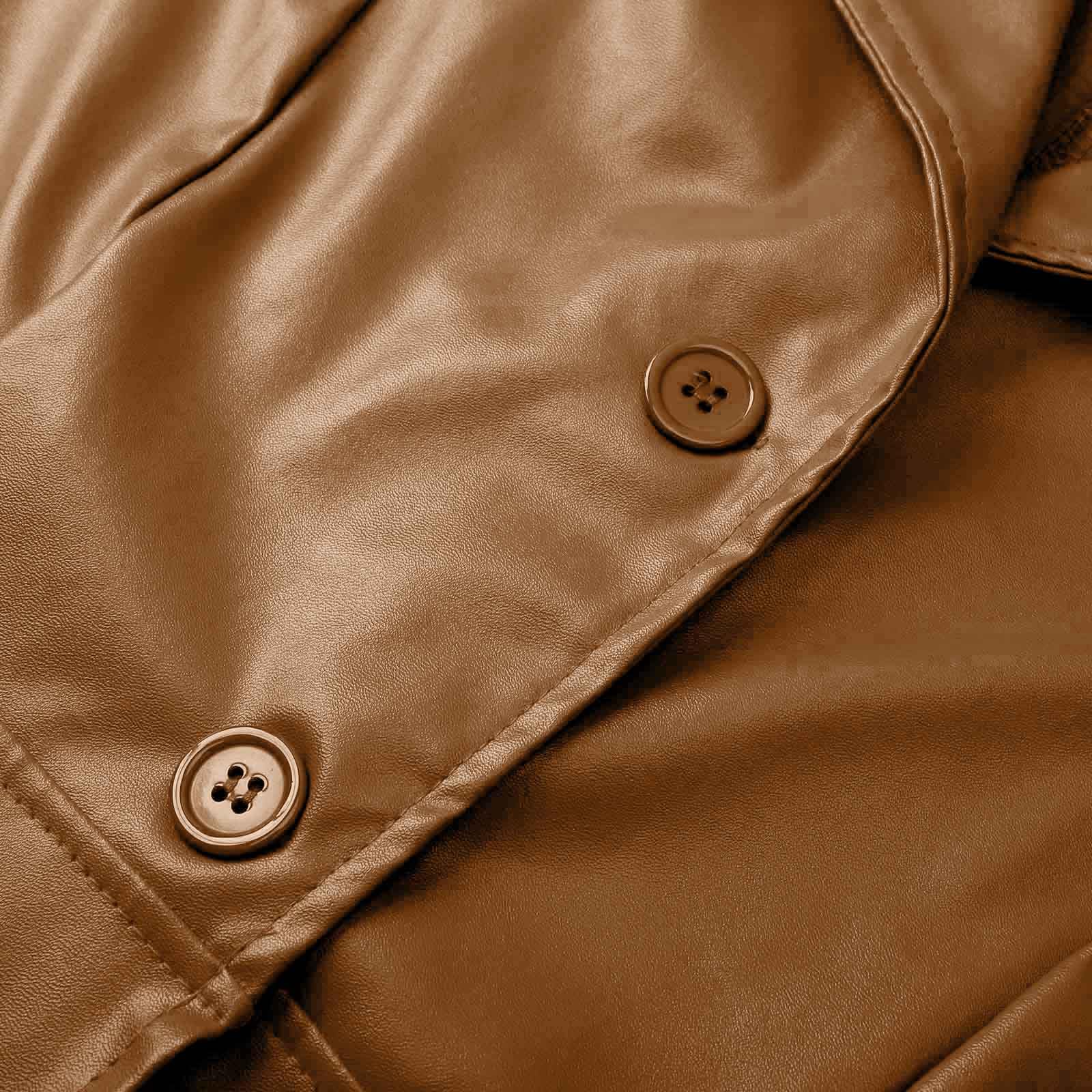Costume 2026 pour femme - Veste en cuir synthétique boutonnée - Maxi long trench - Vestes de moto pleine longueur