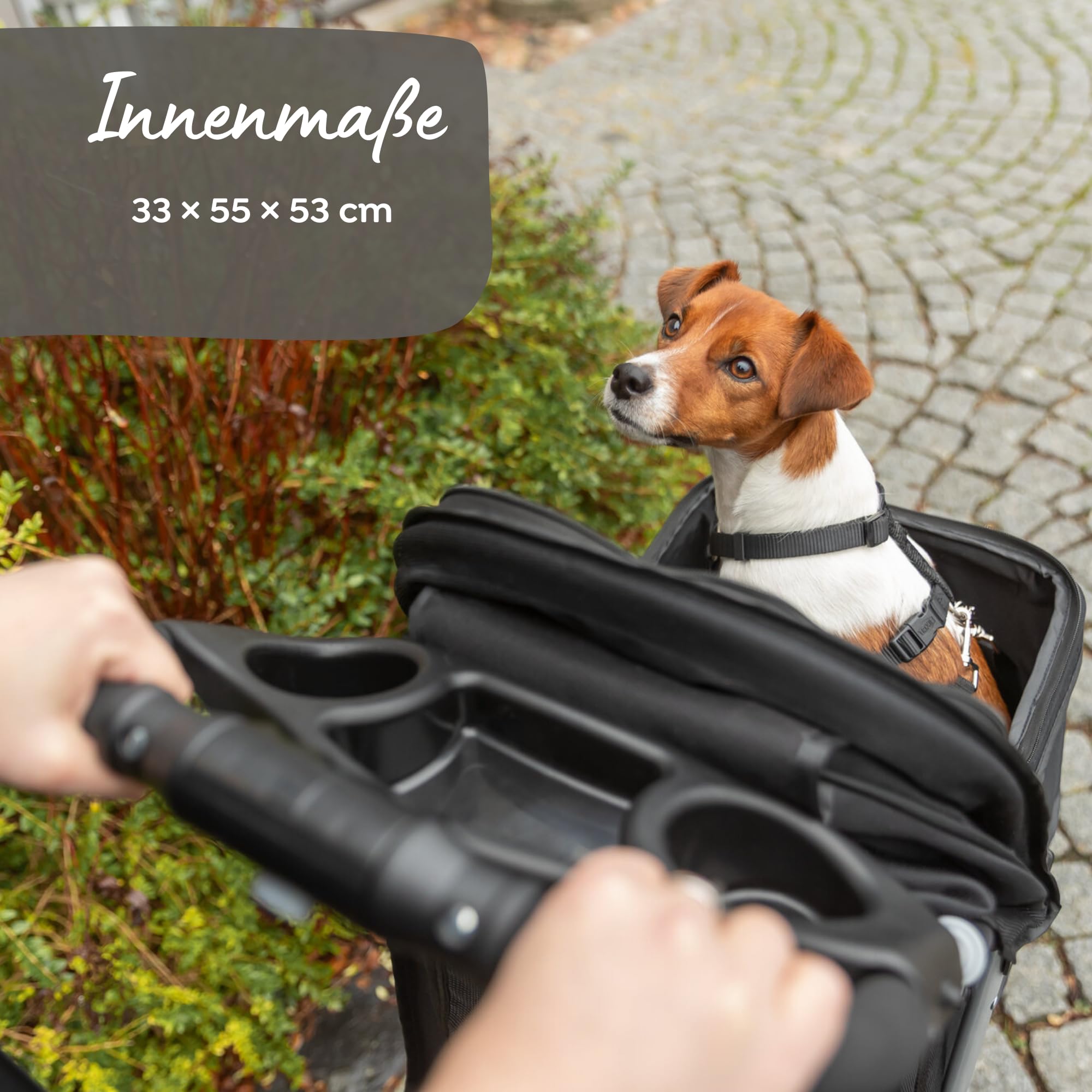 TRIXIE Buggy für Hunde, 47 × 100 × 80 CM, 4,6 kg - extra leicht, schwarz, bis 11 kg belastbar - 28958