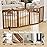 Mino Kesper Freestanding Pet Gate Foldable 4 Panel Dog Gate Walnut Dog Gates for Stair Doorways House Indoor (2 Support Feet Included)