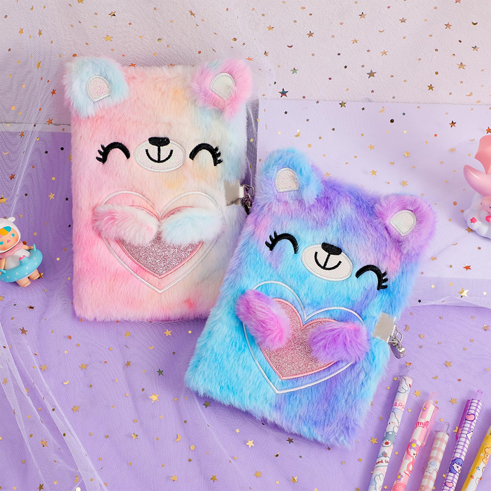 Journal Intime Fille avec Cadenas Carnet Secret Cadeau Fille Ours de dessin animé Multicolore