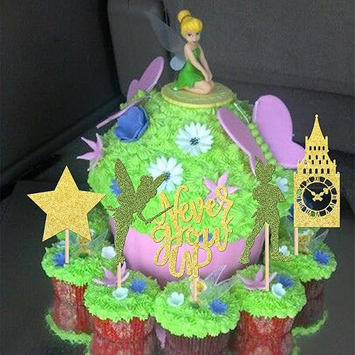 Miniatura 6 de 30 piezas de decoración para cupcakes Never Grow Up con purpurina de Neverland Peter Pan para reloj, torre, palillos para cupcakes, cuentos de feria