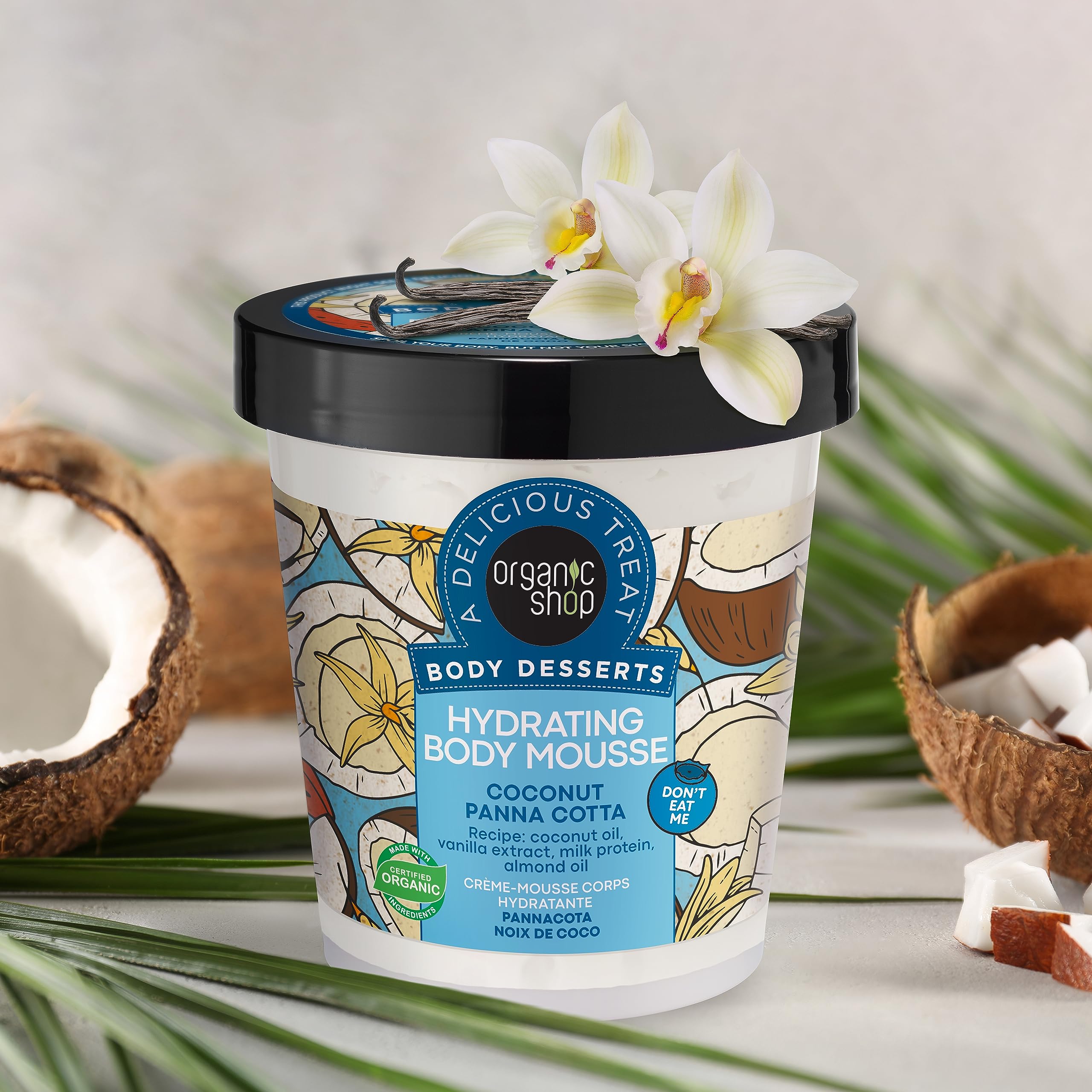 Organic Shop Body Desserts Hydrating Body Mousse Coconut Panna Cotta, 450 ml, Blue, 450 g (Pack of 1) - Image 4