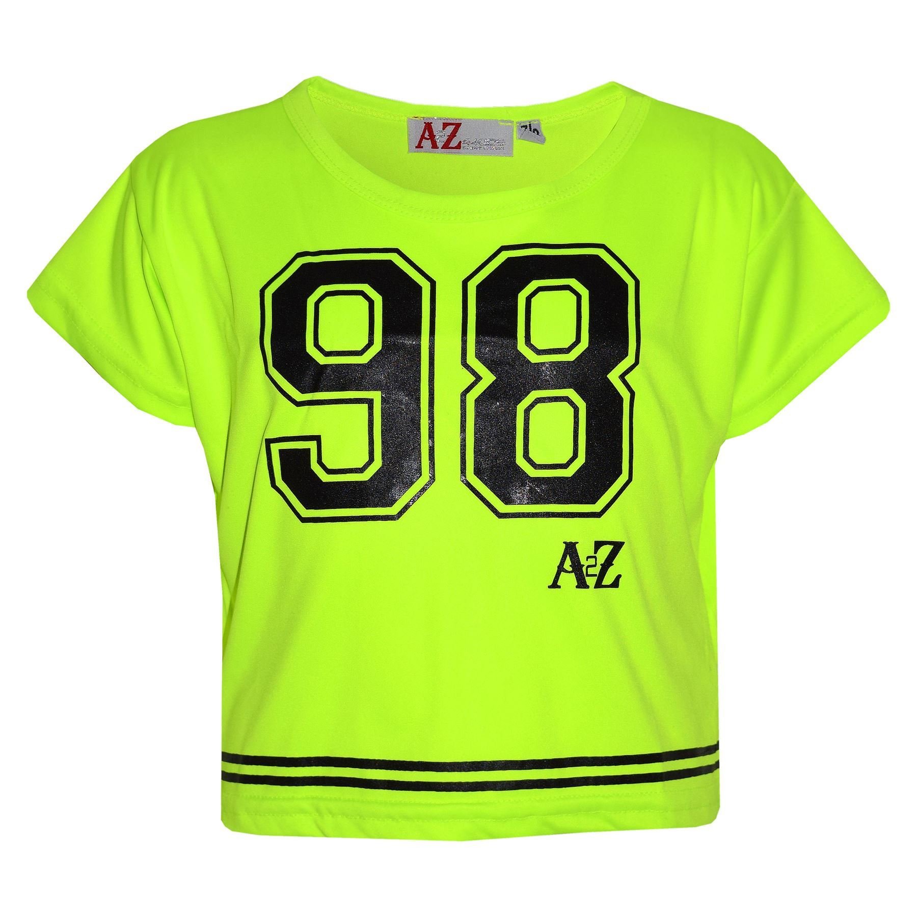 A2z 4 Kids Girls Neon Green Top Kids 98 Trendy T Shirt - New Crop Top 98 9-10