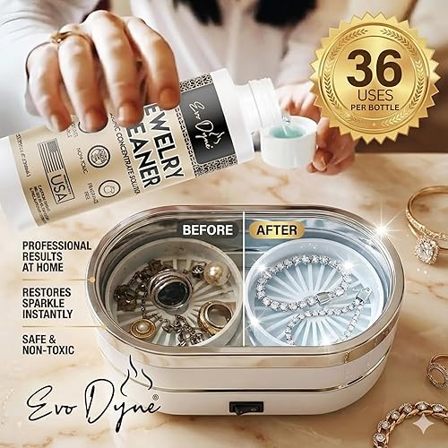 Miniatura 7 de Solución ultrasónica de limpieza de joyas (8 onzas) Limpiador concentrado de joyas para diamantes, oro, plata y más Compatible con máquinas