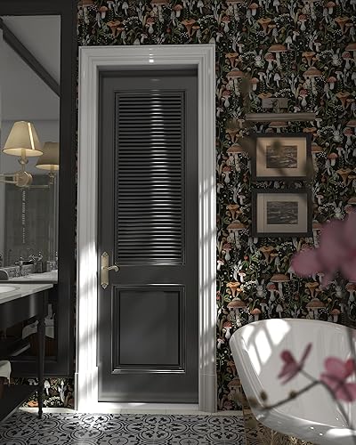 Miniatura 7 de MILEPER Papel tapiz de hongos para despegar y pegar, papel tapiz negro bohemio de 17.7 x 393 pulgadas, papel tapiz autoadhesivo extraíble, papel