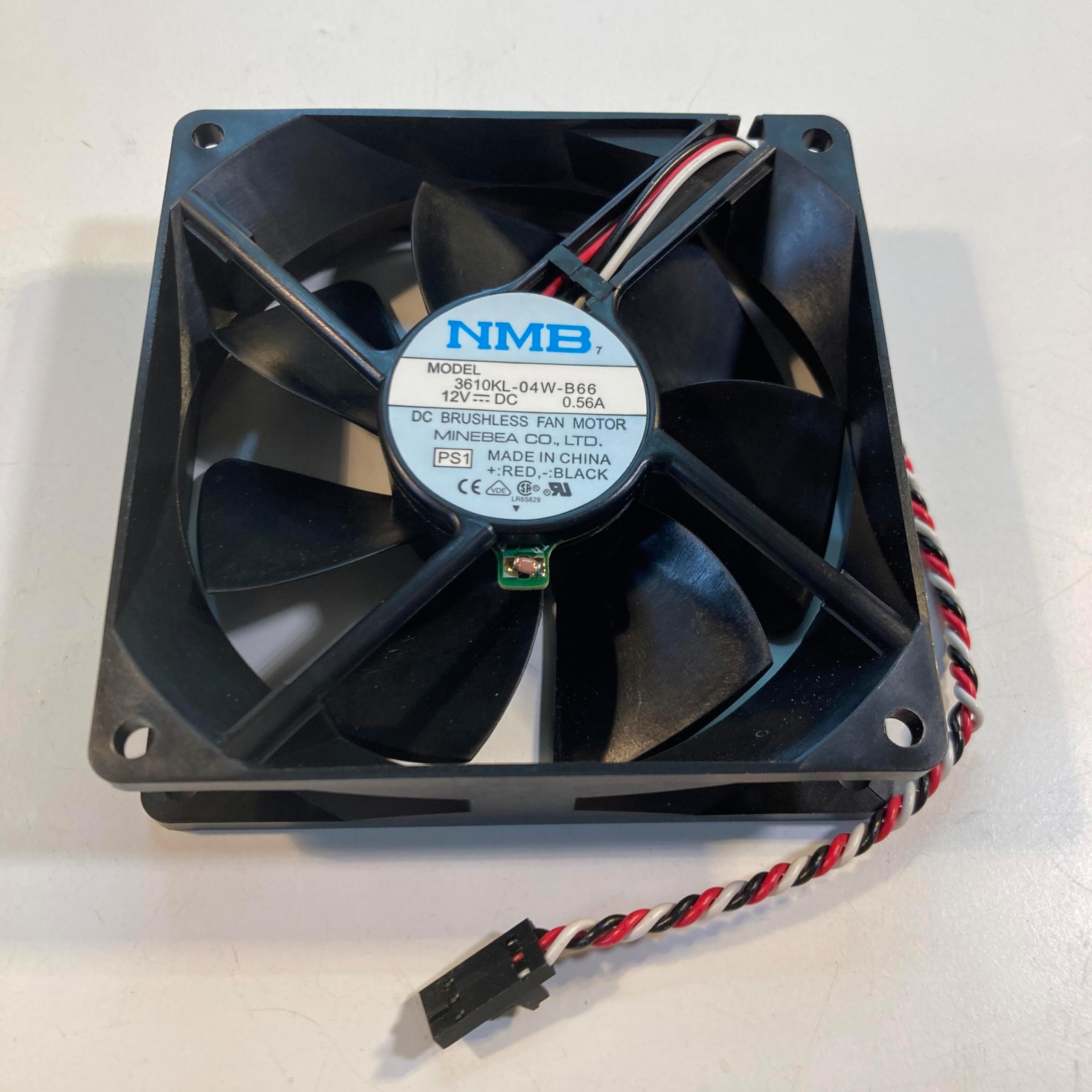 Genuine NMB Minebea Co LTD 3610KL-04W-B66, 12 Volt, 0.56Amps, DC Brushless Cooling Fan 92mm x 92mm x 25mm With Thermal Control Heat Sensor Switch, Compatible With Dell Latch Style 5.5-Inch 3-Pin