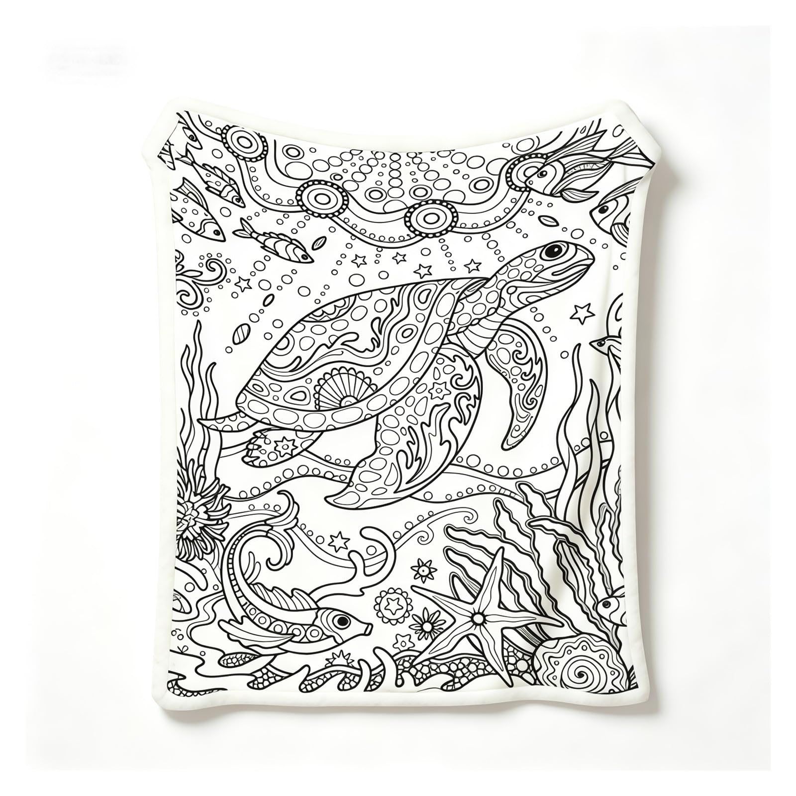 coperta da colorare Coperta decorativa for adulti con motivo da colorare Ocean World(70x100cm28x39in)