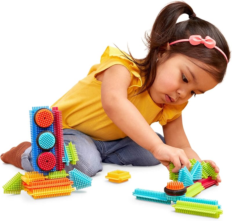Bristle Blocks Basic Builder Box, Interlocking Building Toys | 36-piece Bristle Blocks playset with functional wheels, soft edges, smooth surfaces, easy-connect bristles, 2+ Years