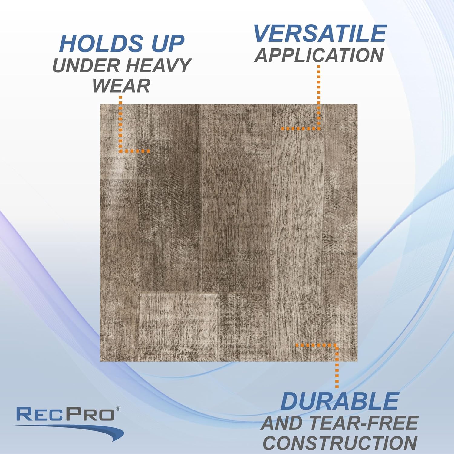 RecPro RV Vinyl Flooring in Campfire Ash 8'6" | Cut to Length | with or Without Adhesive (Include Glue, 15-Feet) | Made in USA