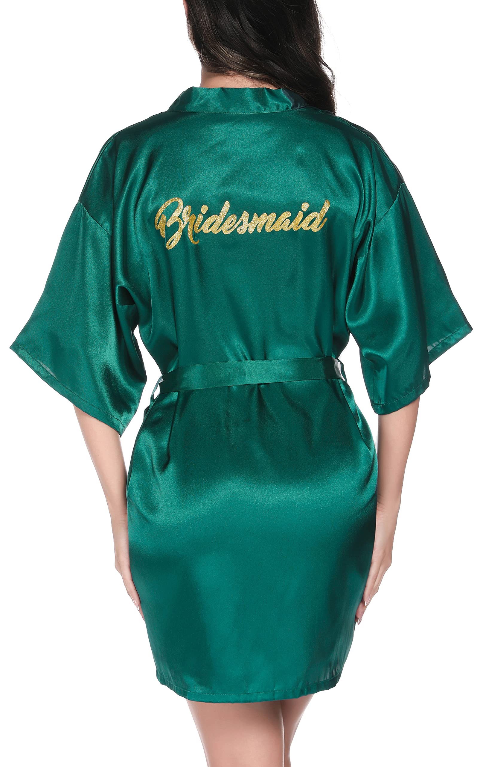 Vlazom Bride Robes Satin Dressing Gown B-champagne for Bridesmaid, L(UK 14-16 ) — view 18
