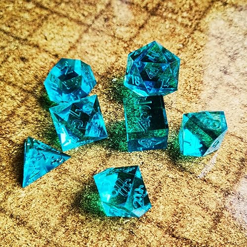 Miniatura 2 de Bescon - Juego de 7 dados para DND de borde afilado, transparentes (sin pintar), juego de dados poliédricos con bordes de navaja para juegos de rol