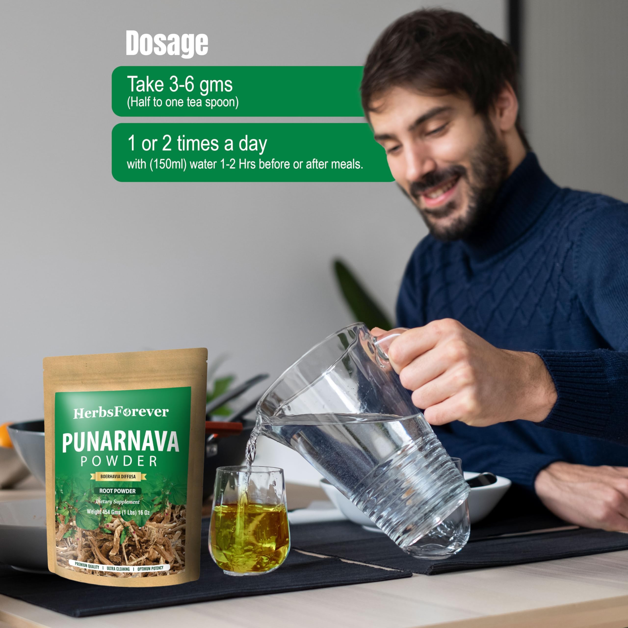 HerbsForever Punarnava(Boerhaavia Diffusa) Root Powder-Liver, Kidney, UTI, Reduce Swelling, Fluid Retention| Wild Harvested,Non GMO - 2X Potency | Ultra Clean,NO Sand & Mud| Steam Treated| 16oz-1LBS — Amazon image 5