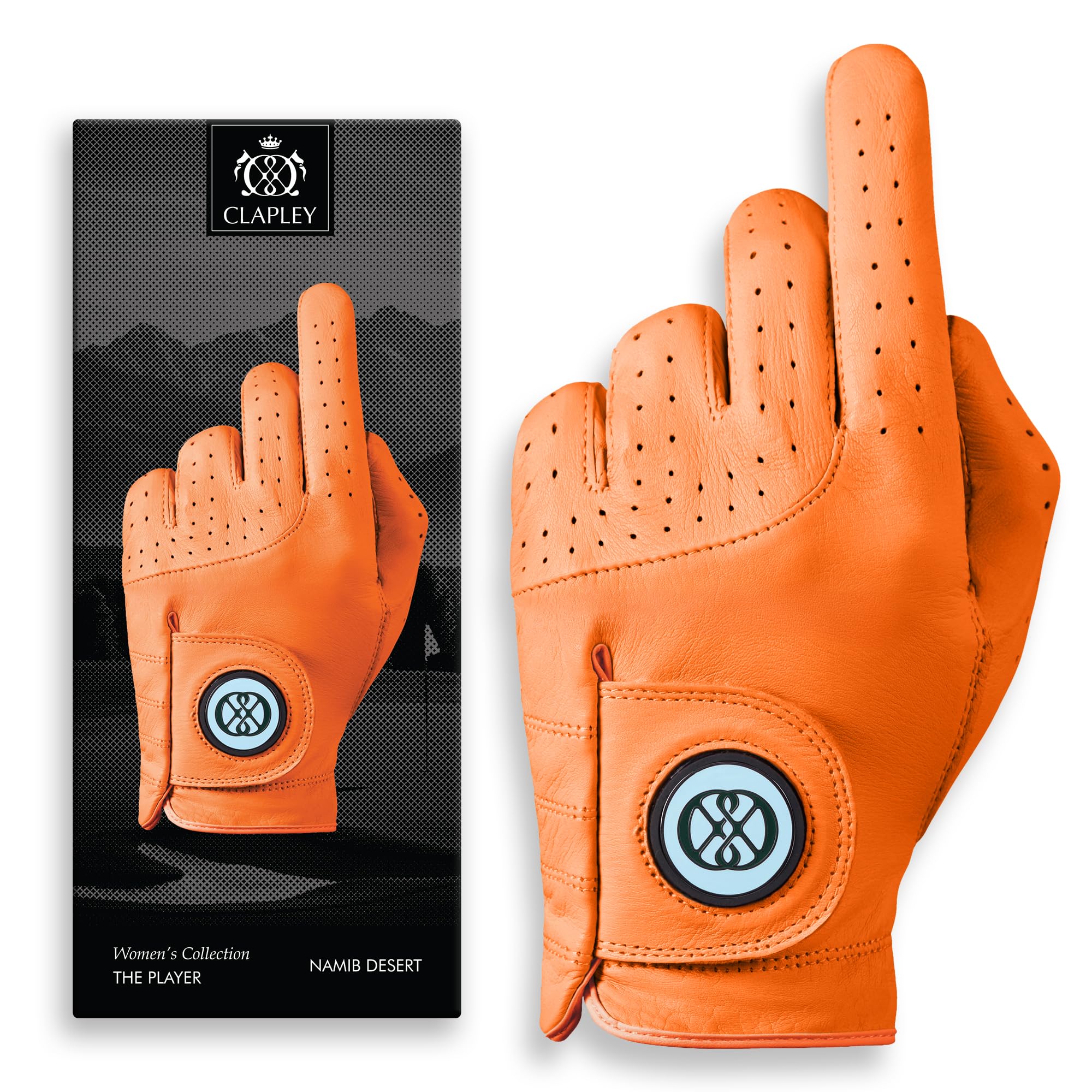 Clapley - Guanto da golf da donna, in pelle Cabretta di alta qualità, con marcatore magnetico per palline, design traspirante, elastico