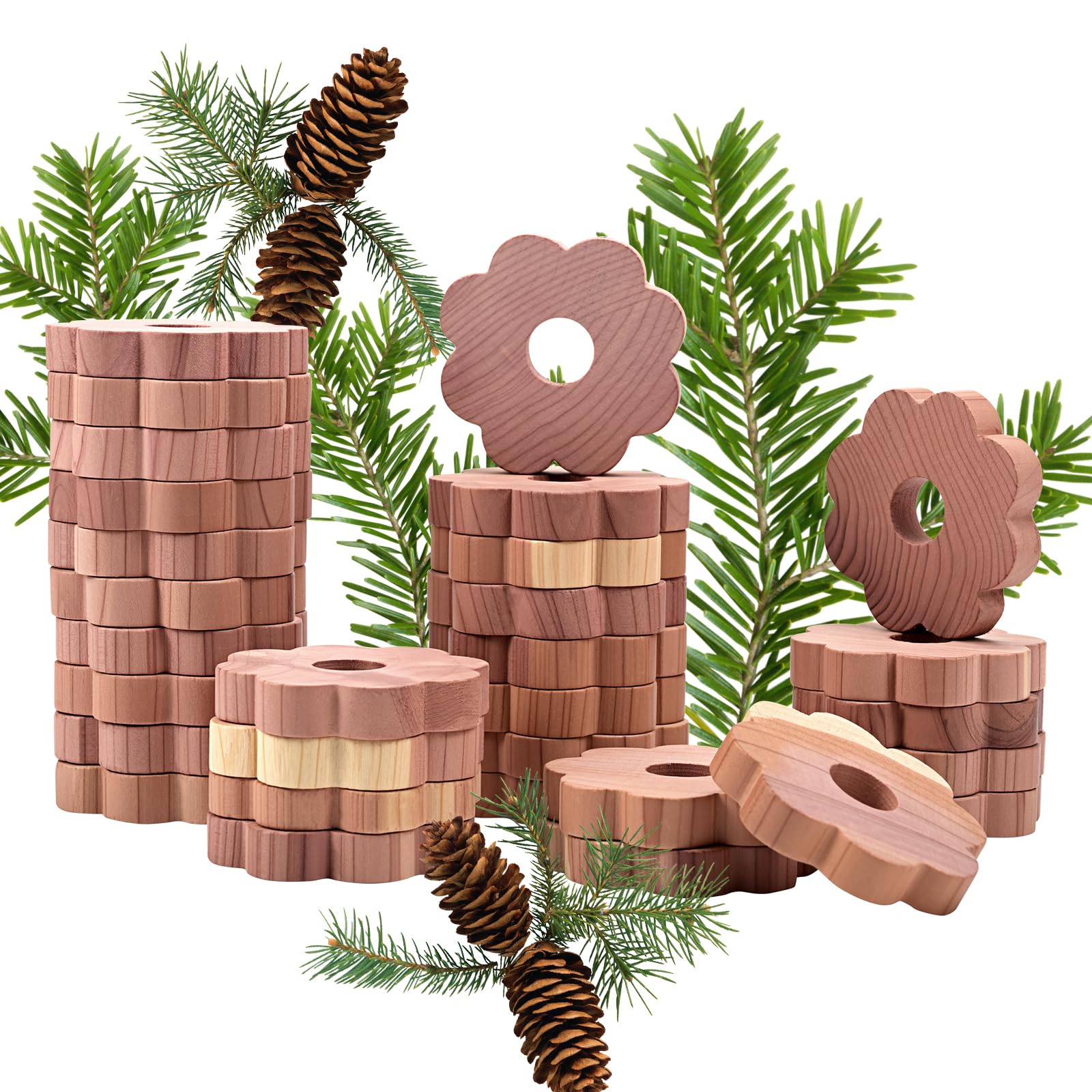 Lot De 15 Blocs Suspendus En Bois De Cèdre Anti-Mites Naturel - Protection Efficace Pour Vêtements, Armoires Et Tiroirs