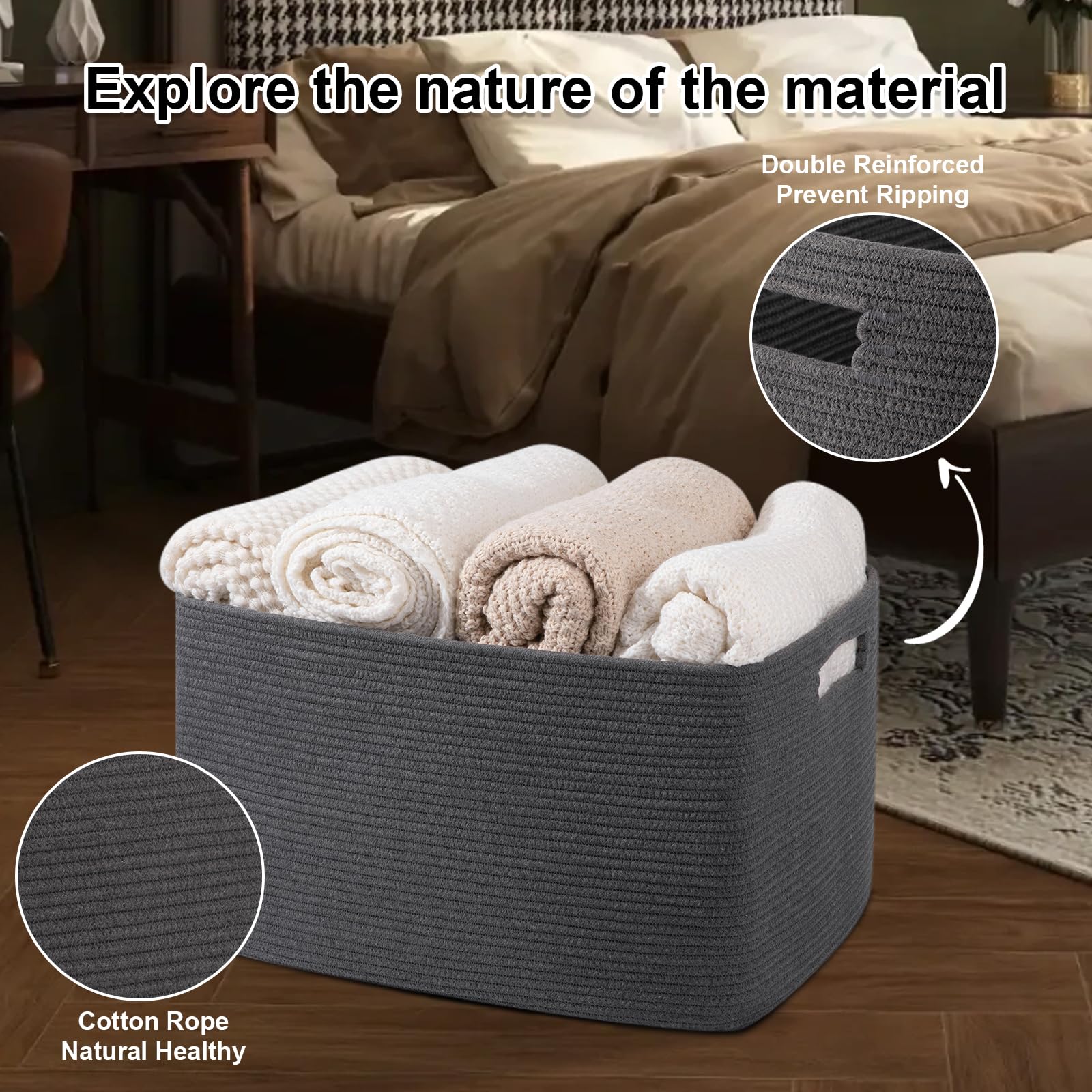 Cesto De Mantas, Cestas Tejidas Rectangulares Para Almacenam | Meses