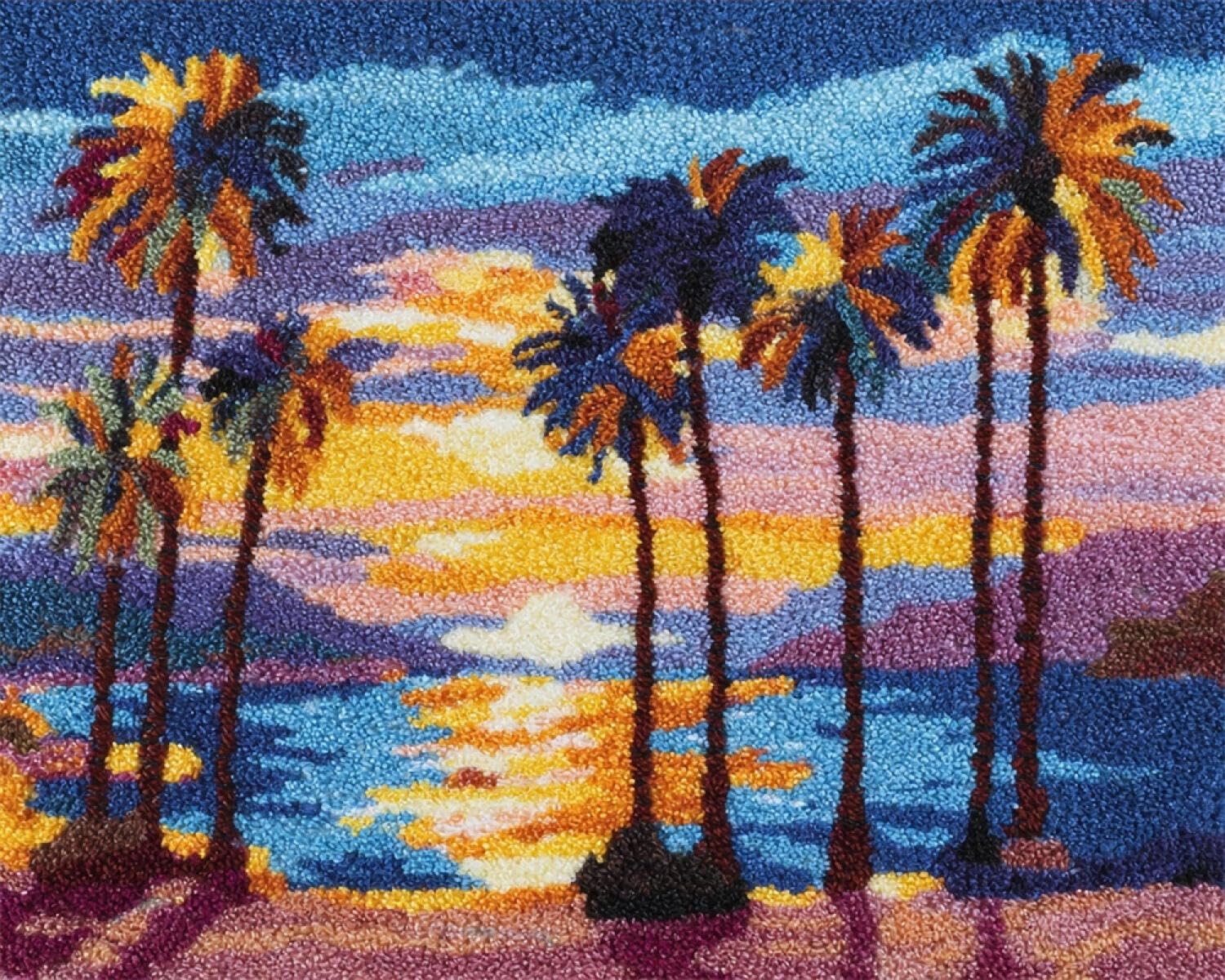 Henypt DIY Latch Hook Rug Kits Sunset at sea 55x75cm