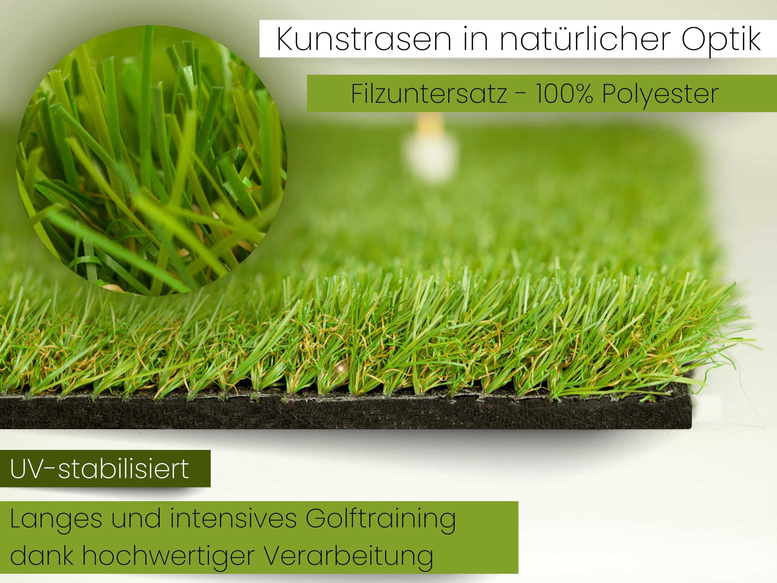 Abschlagmatte Golf 85 x 65cm, Outdoor, Indoor, inkl. Teehalter + Tee verstellbar, chippen, Driven, zusammenrollen, tragbar