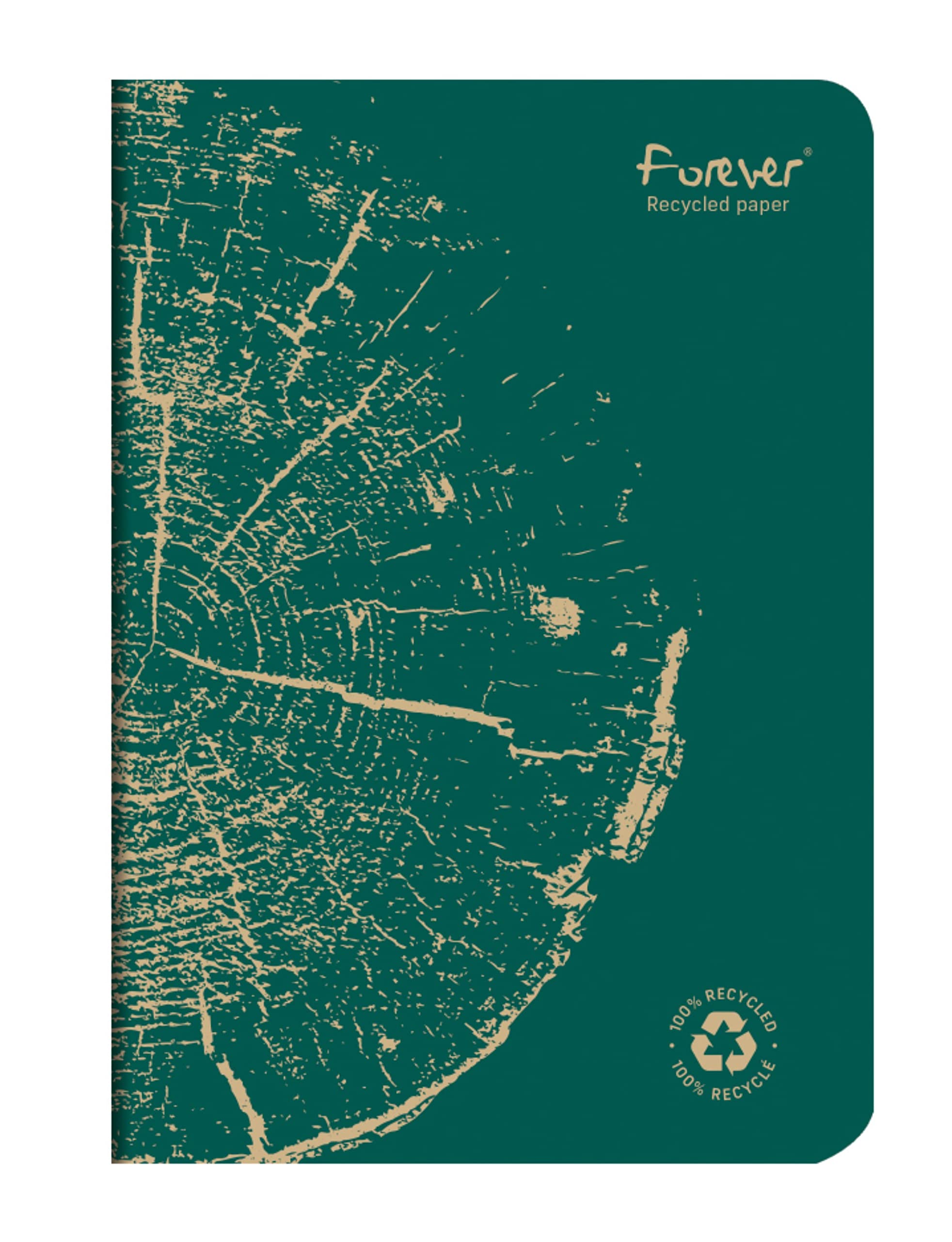 Clairefontaine 684861C A Forever Collection notebook Stapled 100% Recycled Pine Green - A5 14,8x21cm - 96 Lined Pages - White Paper 90g - Recycled Card Cover
