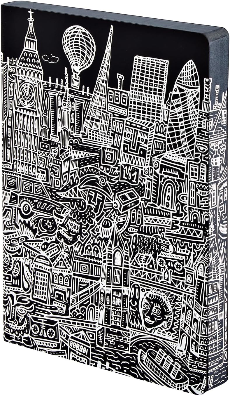 Graphic L "London" Smooth Bonded Leather Notebook - Black