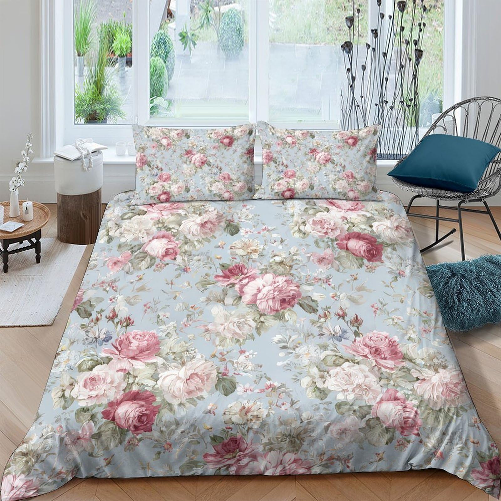 Ctjqhvkz Style-2 3D Printed Vintage Floral Fitted Sheet Microfiber Soft Pink Peony Mattress Cover For Bedroom Guest Room Decor Single（135X200cm）