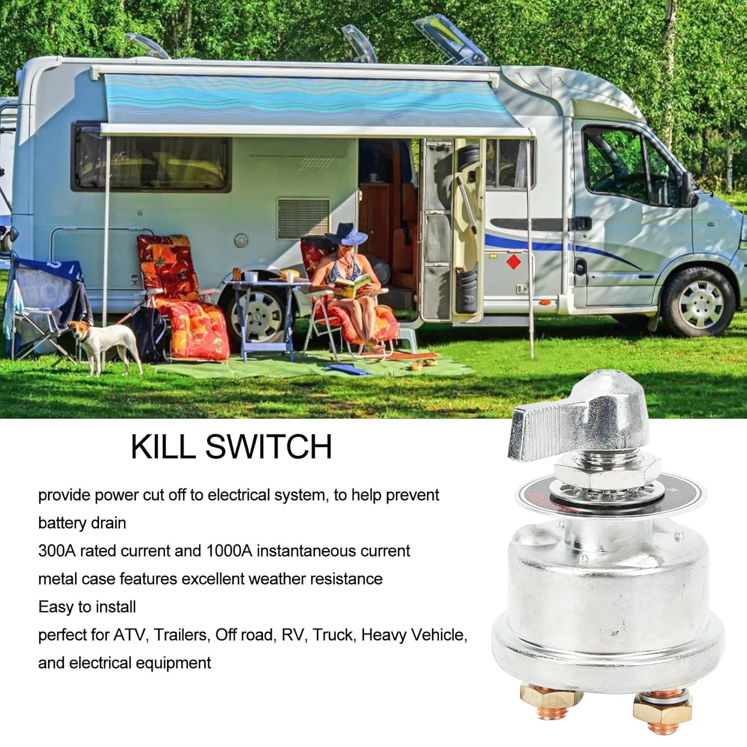 Battery Disconnect Switch, Metal Housing Kill Switch, Weatherproof Battery Cut Off Switch, Storage Battery Isolator for Car Boat RV