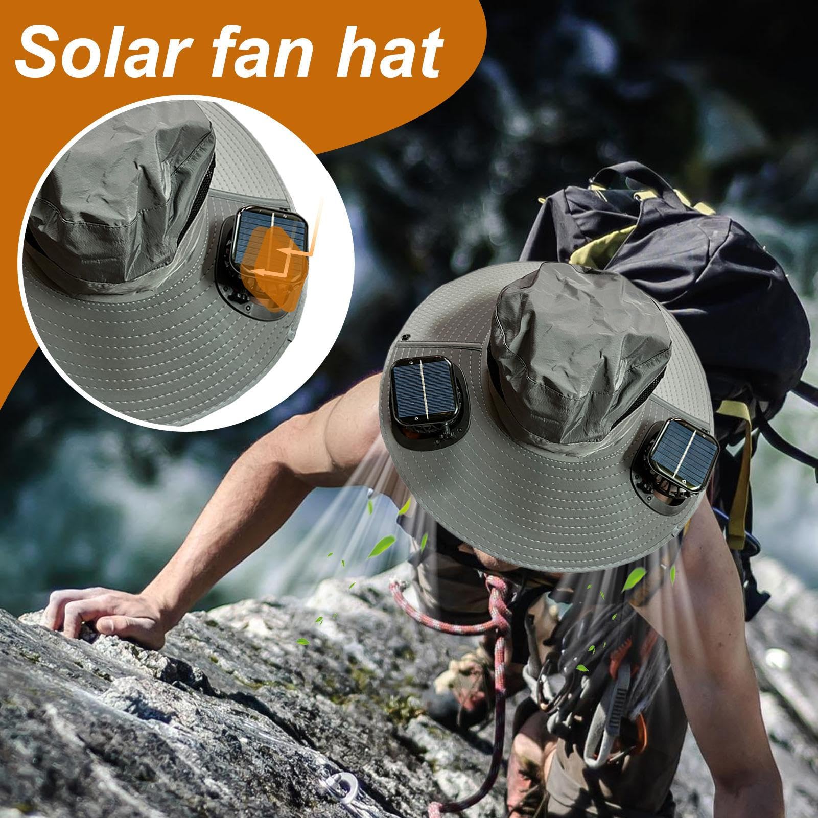 Cappello Ventilato Solare Copricapo Leggero Protezione Personale | Outdoor da Sole a Tesa Larga con Ventola Solare Attrezzatura Personale Per Spiaggia Pesca Campeggio Outdoor Viaggi