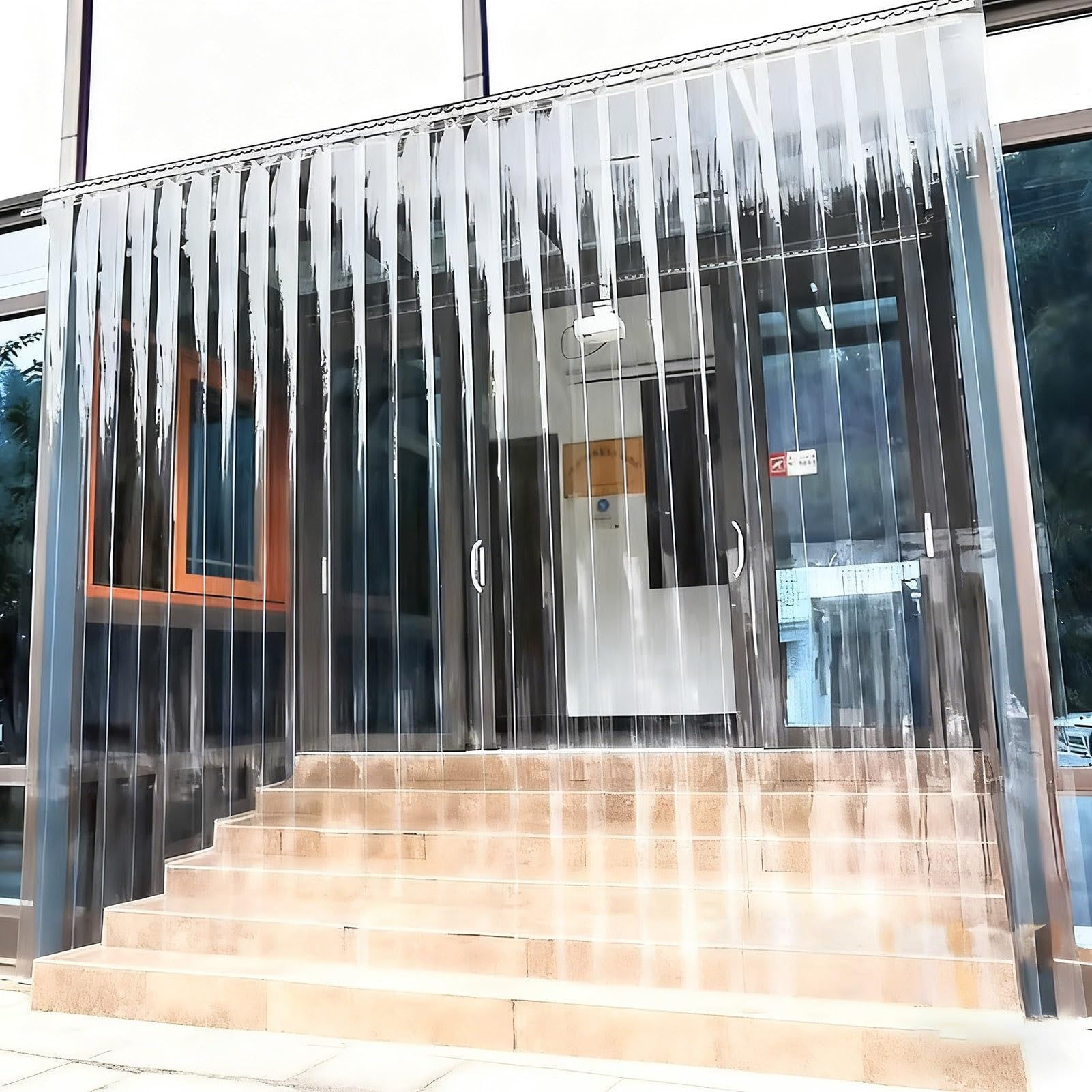 PVC Rideaux à Lamelles Porte Lanières Protection Contre Le Froid Rideau D'extérieur Garage et Stockage(135x210cm/53.15x82.68in)