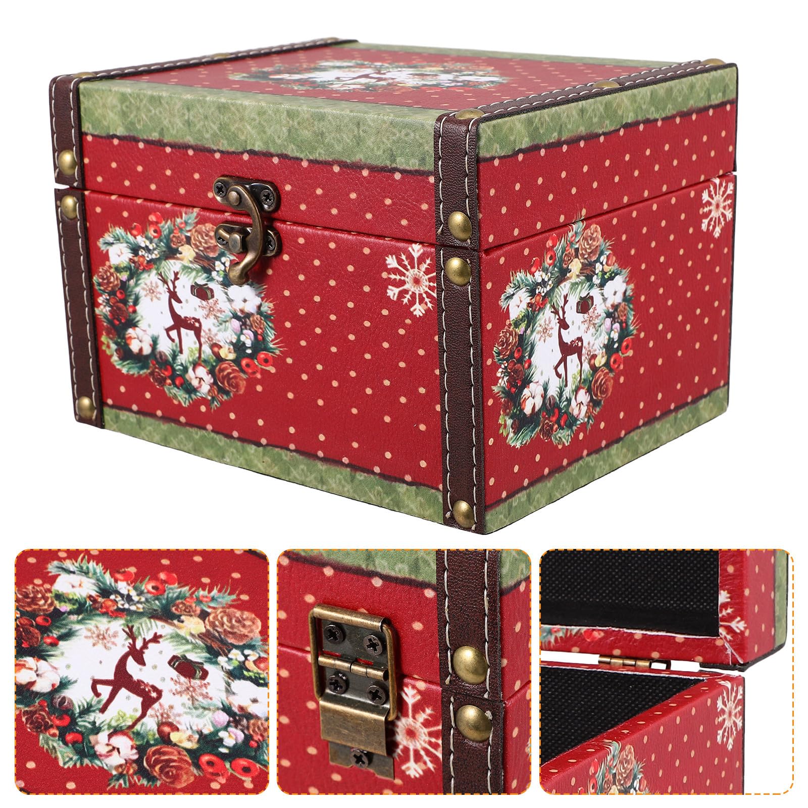 TOYANDONA 3 Stück Weihnachtliche Holzbox im Vintage Look für Schmuck und