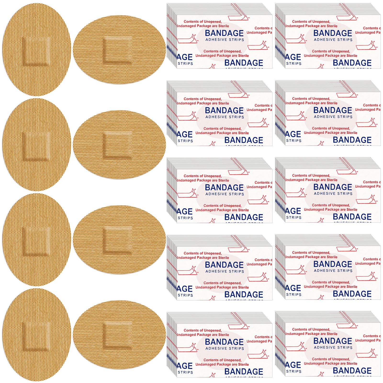 Photo 1 of Funtery 200 Pcs 1'' x 1 1/4'' Adhesive Spot Bandage Round Fabric Adhesive Circular Small Face Bandages with Non Stick Pad Latex Free for Skin Wound Care
