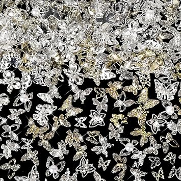 60Pcs Butterfly Nail Charms, COOSLIM 3D Metal Butterfly Nail Charms Butterflies Shape Nail Gems for Acrylic Nails, Nail Art Decorations Supplies for DIY Manicure B5