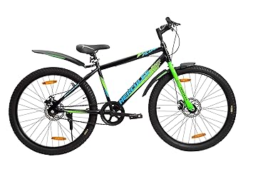 Hercules Flunk Rf 26 T Single Speed Road Cycle, Unisex ( Matt Black/Green ,Ideal For : 12+ Years ,Brake : Disc ), Mountain Bike, Frame Size: 17 In, Rigid