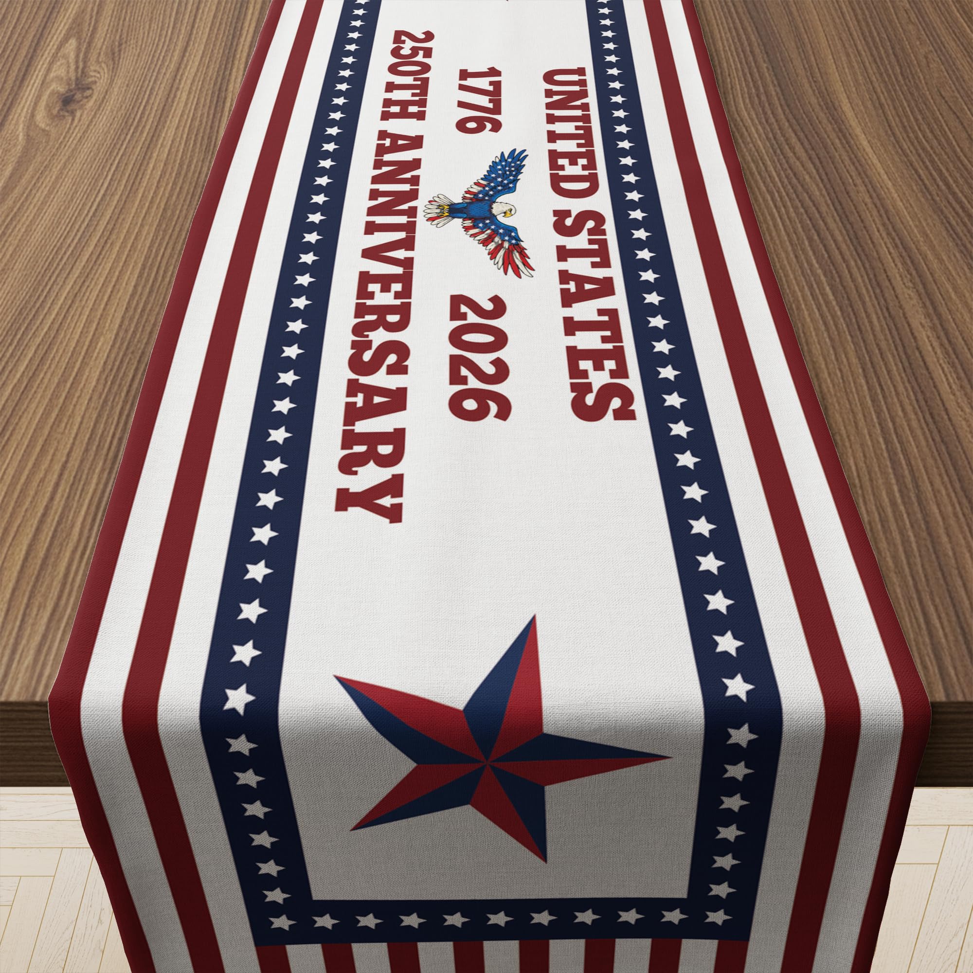 Photo 1 of 4th of July Decorations - 250th Anniversary USA Patriotic Table Runner | 1776–2026 America Merchandise Fourth of July Accessories Decor for Home Indoor Outdoor Party Supplies