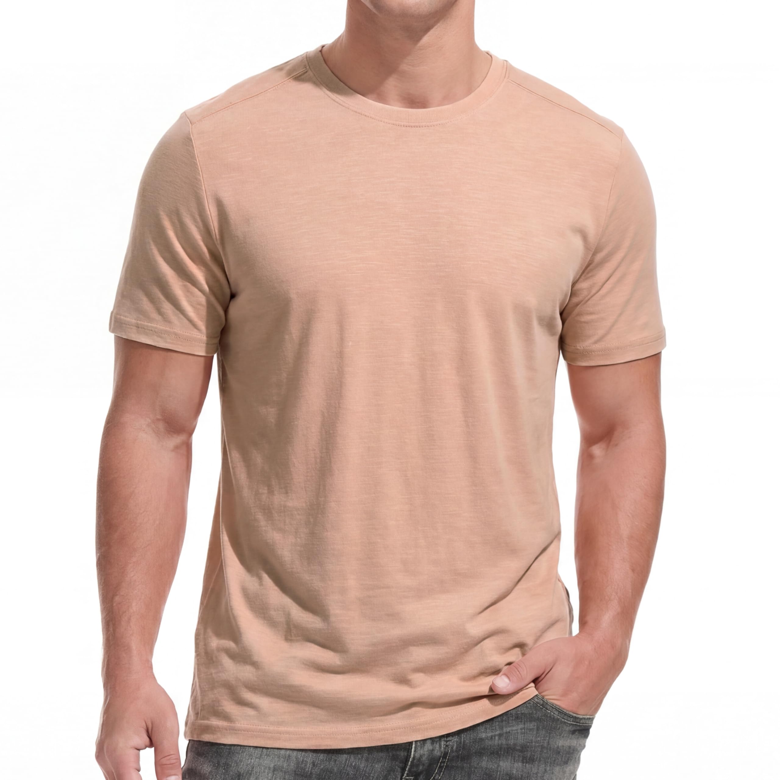 MRING für Herren 95% Baumwolle Sommer Einfarbig Basic Top Männer Kurzarm T-Shirt
