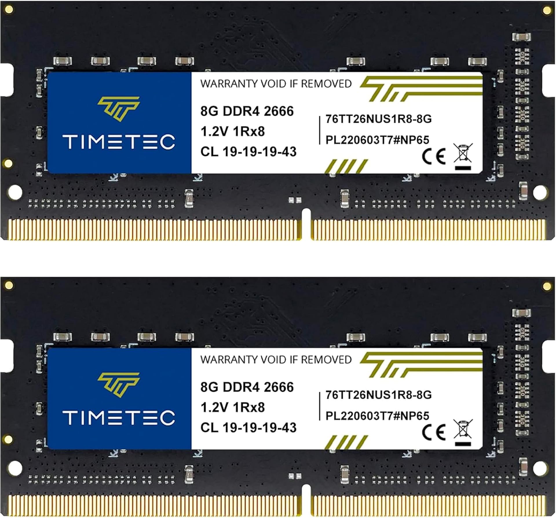 Timetec Advanced 16GB KIT (2x8GB) DDR4 2666MHz (PC4-2666V) PC4-21300 SODIMM Laptop RAM – 260-Pin 1.2V CL19 Non-ECC Unbuffered Memory Module for Laptop