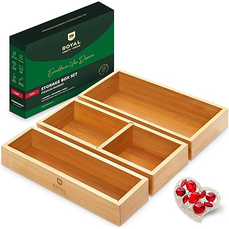 ROYAL CRAFT WOOD Drawer Organizers Upgraded, 10 Drawers with 5 Roomy Sections
