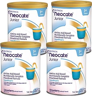 Nutricia Neocate Junior - Fórmula hipoalergénica, sin lácteos, a base de aminoácidos para más de 1 años - Para niños pequeños, niños y adolescentes - Fórmula en polvo - Fresa - lata de 14.1 oz (caja