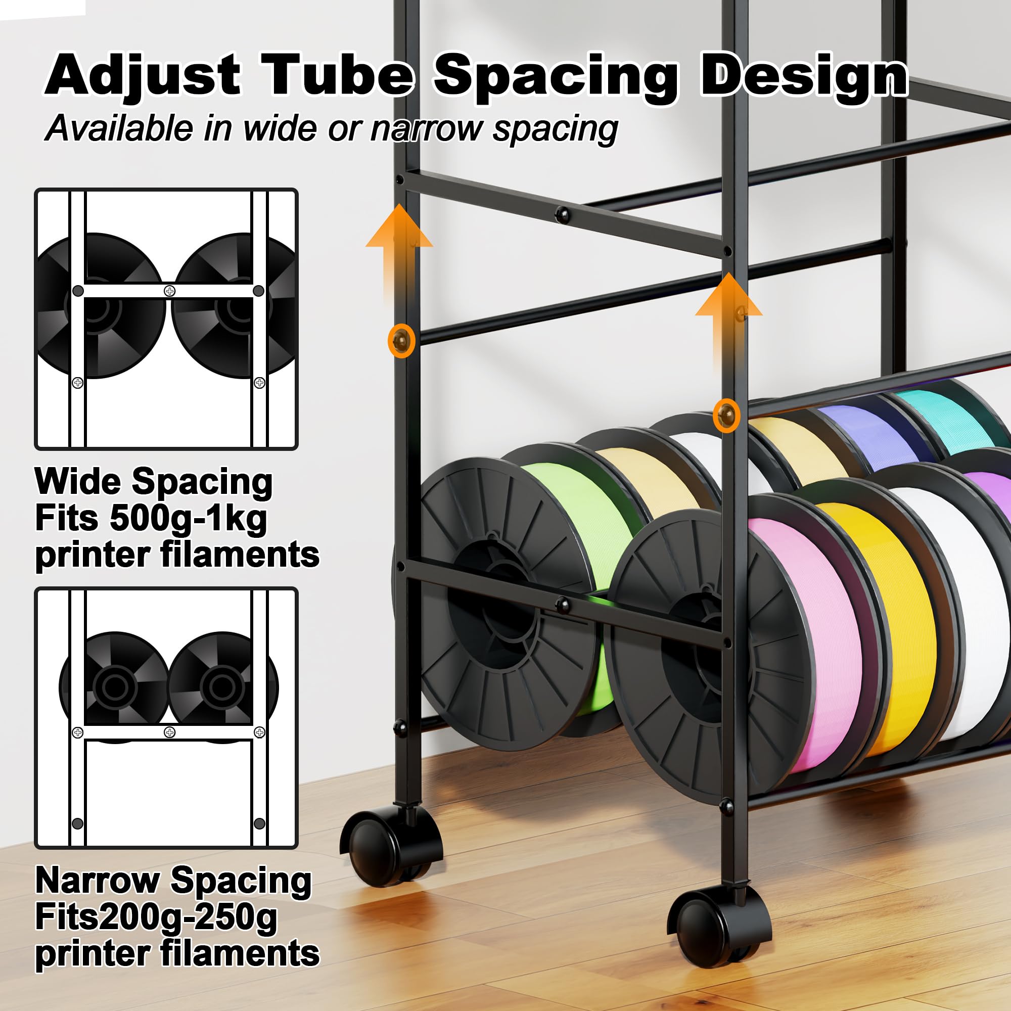 Alyoen Filament Regal für 3D-Drucker, 5 Ebenen, 3D-Drucker-Zubehörteile mit Rädern
