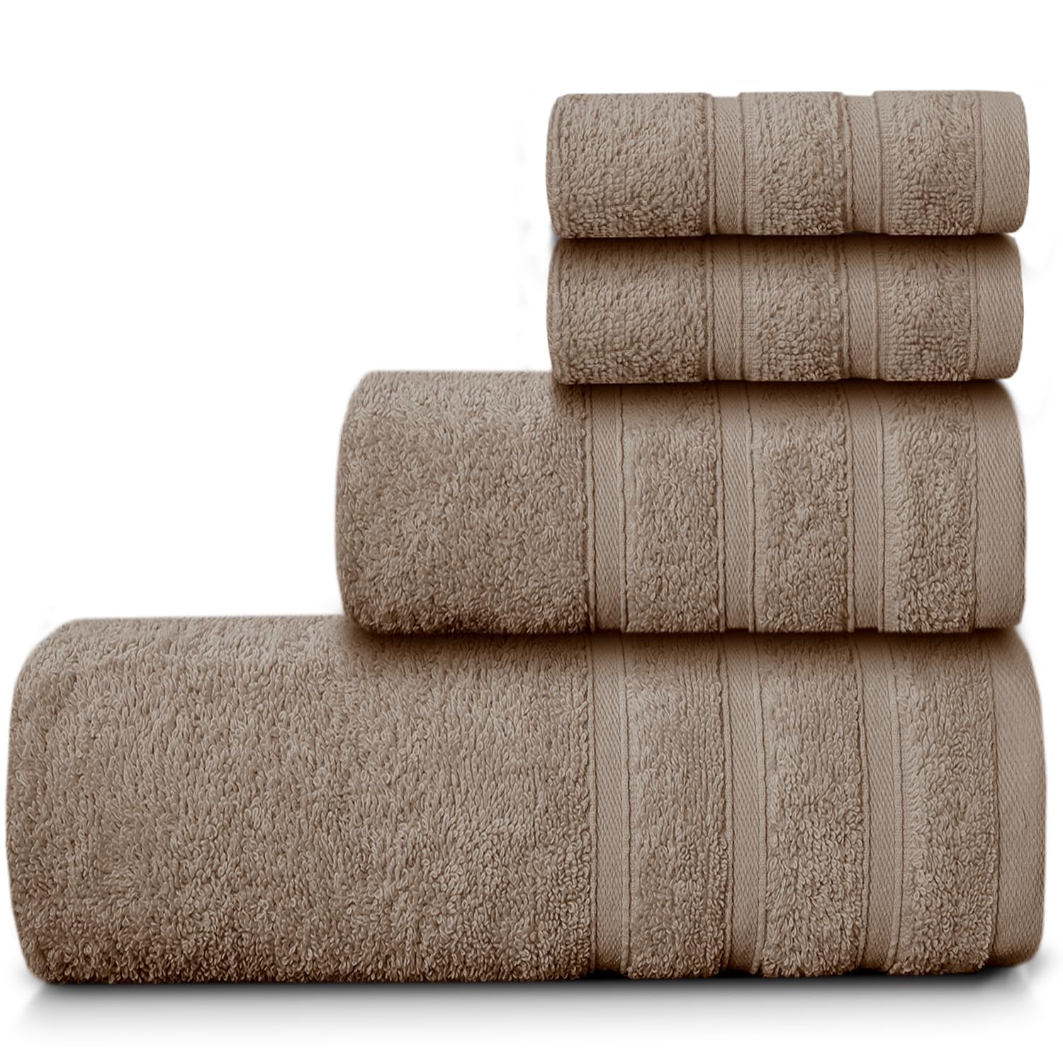 Casabella Luxury 100% Egyptian Cotton Towel Bale - 8 Pieces - 550 Gsm Xlarge Sizes (4 Pieces Set, Beige)