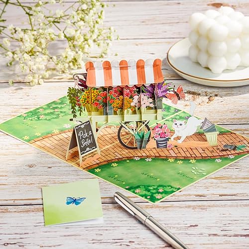 Vista 20 de Tarjeta desplegable de feliz cumpleaños, flores y mariposas, tarjeta de felicitación 3D floral, regalo para mamá, hermana, mujer, abuela, madrastra