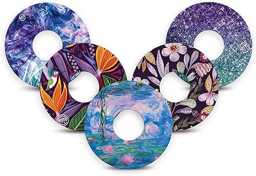Vista 12 de ExpressionMed - Parches adhesivos para Libre 3 y Libre 3 Plus (paquete de 5) - Cintas con sensor CGM precortadas (flores pastel - Forma de flor)