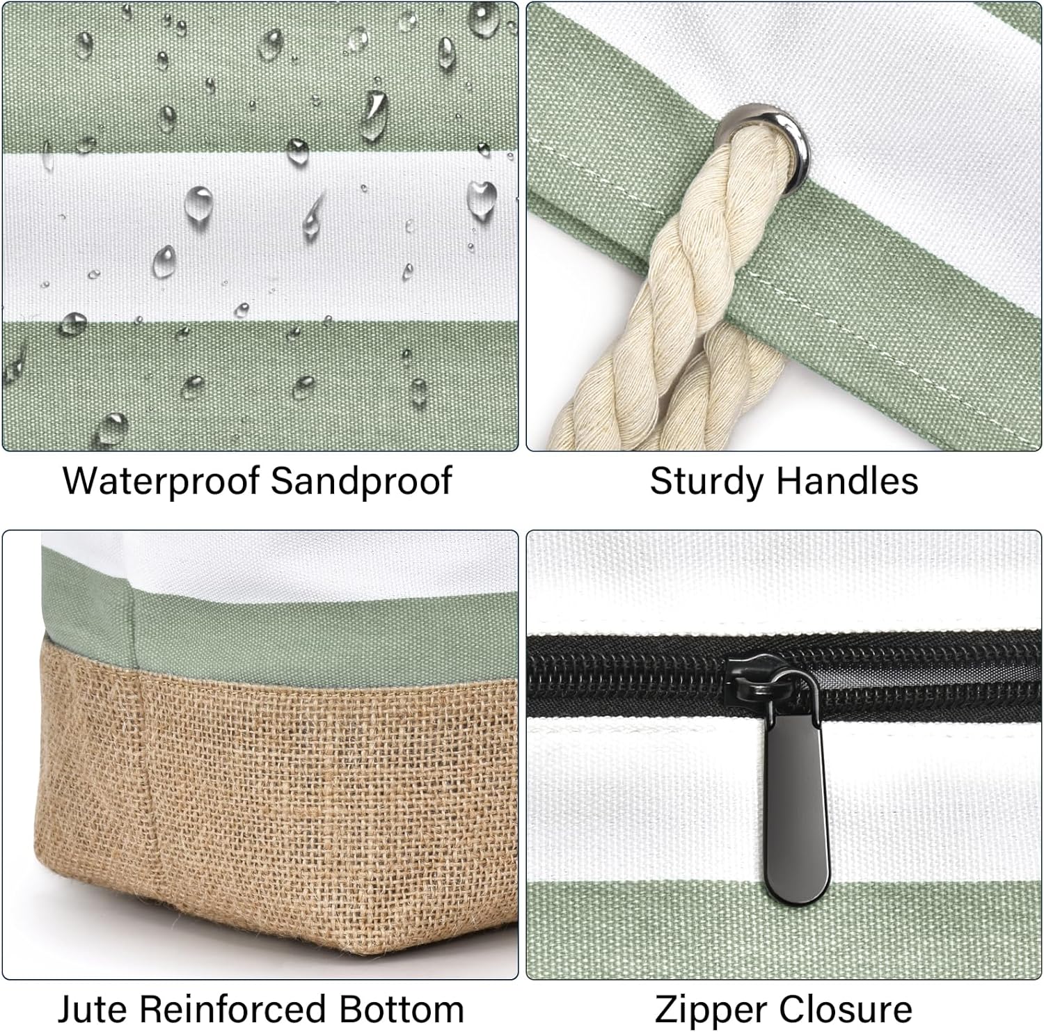 Becokan Beach Bag Initial Beach Tote with Makeup Bag for Travel Work Storage Personalized Birthday Gifts for Women Her - Image 3