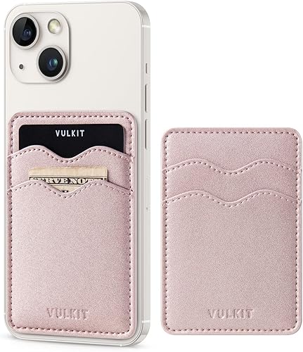 VULKIT Soporte para tarjetas de teléfono, de cuero, delgado, con bolsillo adhesivo, bloqueo RFID, fundas para tarjetas de crédito, para la parte